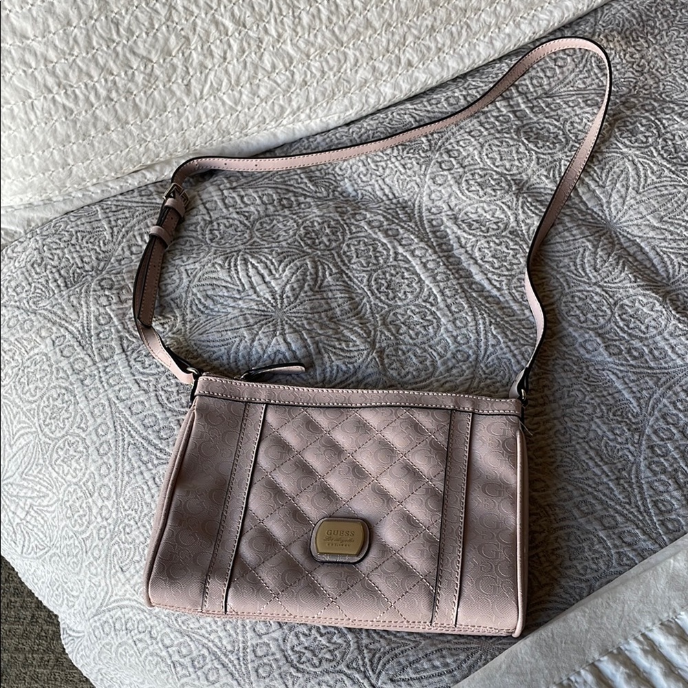 Guess Pink Crossbody Bag with Quilted Design